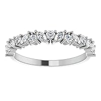 Love Band Excellent Round,Marquise Brilliant Cut 0.54 Carat, Moissanite Diamond Promise Band, Prong Set, Eternity Sterling Silver Band, Valentine's Day Jewelry Gift, Customized Band