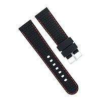 22MM SILICONE SOFT RUBBER DIVER STRAP BAND COMPATIBLE WITH LUMINOX WATCH BLACK RED STITCHING