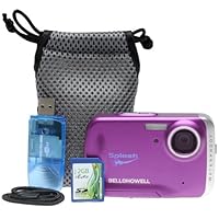 Bell and Howell WP5-P Splash WP5 12MP Waterproof Digital Camera with 2 GB Memory Card (Purple)