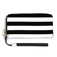 Black White Straignt Pride Flag Womens Wallet Bifold Wristlet Long Purse Handbag Credit Cards Holder ID Card Case Bag for Ladies