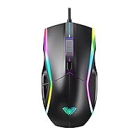 F830 Wired Gaming Mouse, with 7 RGB Backlight Modes, 7 Programmable Buttons, 6 Levels DPI Optical Sensor, Lightweight Ergonomic Mouse for PC Laptop Mac (Black)