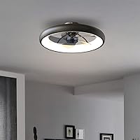 Ceiling Fan with Lights Dimmable LED Reversible Blades Timing with Remote Control, 5 Invisible Blades Semi Flush Mount Low Profile Fan (21.5in, Black)