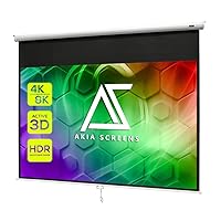 Akia Screens Retractable Projector Screen Pull Down 110 inch 4:3 8K 4K HD 3D White Projection Screen Manual B for Movie Home Theater Office Indoor Ceiling Wall Mount, AK-M110V1
