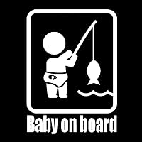 Baby ON Board Fishing Reflective Body White Vinyl Decal Sticker for Cars LAPTOPS Walls Windows Toolbox Gift