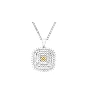 0.05 CTTW Sterling Silver yellow & White Diamonds with beads necklace