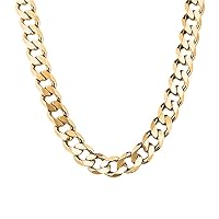 Savlano 14K Gold Plated 925 Sterling Silver 11.5mm Italian Solid Curb Cuban Link Chain Necklace For Men & Women - Made in Italy Comes Gift Box
