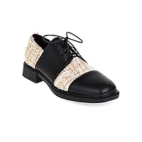 Women's Lace up Oxford Shoes, Comfortable Brogue Saddle Oxfords, Chunky Vintage Wingtip Low Heels