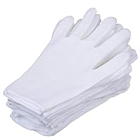 6 Pairs White Gloves - 9 inch White Cotton Gloves for Marching Band Parade,Coin Jewelry Silver Inspection,Cosmetic Moisturizing Hand Spa,Eczema Treatment,Formal Tuxedo Honor Guard Parade Dress Gloves