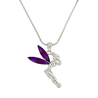 Tinker Bell Fairy Charm Pendant Fashionable Necklace - Sparkling Crystal - 17