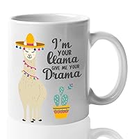 Counselor Coffee Mug 11 oz, I'm Your Llama Give Me Your Drama Funny Gift for Guidance Mental Health Therapist High School Counseling Teacher Marriage, White