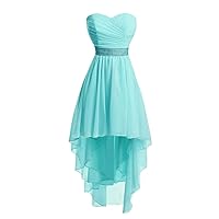 Short Sweetheart Ruched Chiffon Prom Homecoming Dress High Low Formal Party Ball Gown Pool 20W
