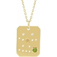 14k Yellow Gold Gemini Natural Peridot Round 2.5mm I1 G h 0.01 Carat 16 18 Inch Polished and .01 Di Jewelry for Women