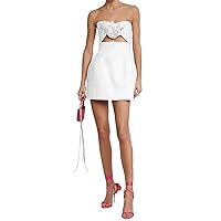 Women's Sexy Strapless Cutout Cocktail Mini Dress Satin Short Backless Homecoming Dress