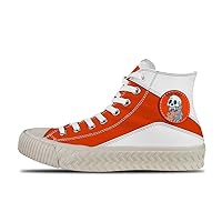 Skull,Orange Custom high top lace up Non Slip Shock Absorbing Sneakers Sneakers with Fashionable Patterns