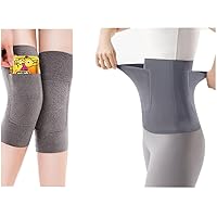 Double Pocket Waist Abdomen Back Warmer + 1Pair Knee Pads, Heating Patch Instant Warm Sticker Warm Uterine Straps Waist Belts