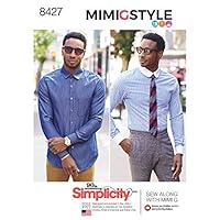 Simplicity US8427BB Men's Fitted Dress Shirt with Collar Sewing Patterns by Mimi G, Sizes 44-52