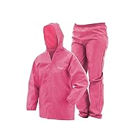 FROGG TOGGS Kids' Waterproof Ultra Lite Rain Suit, 2 Piece, Pink, Youth Medium