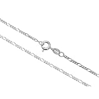 AKA Jewellery - 1.7 mm Figaro Chain 925 Sterling Silver Rhodium Women Men Necklace - 16