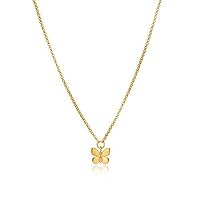 18ct Gold Plated Sterling Silver White Topaz Butterfly Necklace. Ideal for Baptism, Birthday Gifts for Girls, Flower Girl and Bridesmaid Gifts