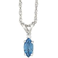 Marquise Shape Blue Topaz & Diamond Pendant 8mm x 4mm (Dec. Birthstone)