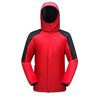 Women's Winter Ski Jackets Waterproof Thicken Raincoat with Removable Hood Fashion Color Block Style Trench Coats