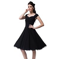 Women's 1950s Retro Vintage Cap Sleeve Party Swing Dress