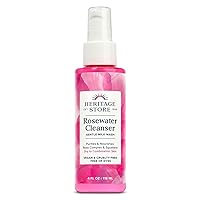 Heritage Store Rosewater Facial Cleanser, pH Balanced Milk Wash Purifies & Nourishes with Squalane & Rose Complex, Dry to Combination Skin Care, 4oz