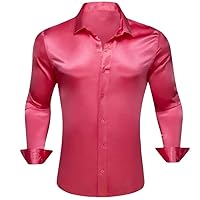 Mens Shirts Solid Long Sleeve Casual Business Slim Fit Male Blouses Tops