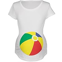 Beach Ball Summer Baby White Maternity Soft T-Shirt - X-Large