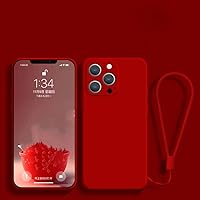 Luxury Cute Colour Silicone Case for iPhone 14 Pro Max 12 Pro 13 12 11 X XR XS Max 7 8 Plus SE Mini Cover with Strap,red,for iPhone 14