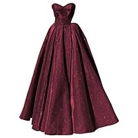 Sweetheart Glitter Ball Gowns Long Sparkly Prom Dresses for Women Strapless Wedding Bridesmaid Dresses for Women