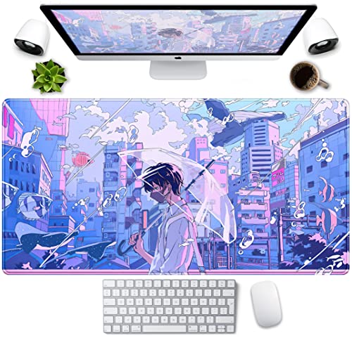 Amazon.com : Anime Mouse pad Large Gaming Mousepad Desk Keyboard Mat with  Stitched Edges,for Work & Gaming, Office & Home 31.5x11.8inch -Black :  Office Products