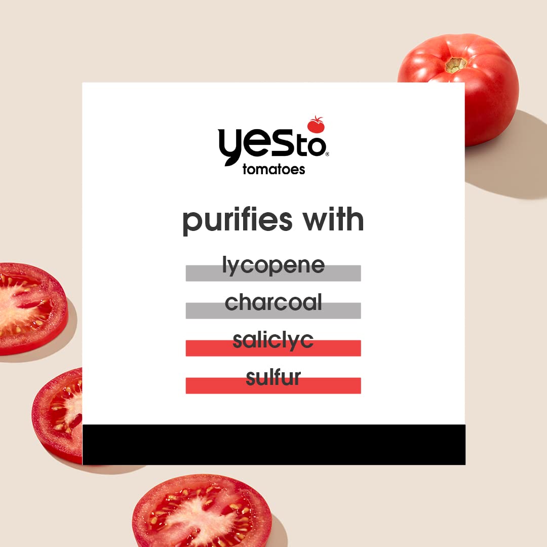 Yes To Tomatoes Clear Skin Detoxifying Charcoal Mud Mask For Acne Prone Skin Draw Out Impurities And Prevent Breakouts Contains Salicylic Acid 96 Natural Ingredients, Red, Tomato, 2.006 Fl Oz