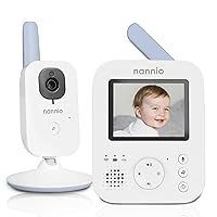 nannio Hero2 Video Baby Monitor with Camera and Audio HD Video, 2 Way Talk, Night Vision, Voice Activation, 5 Lullabies, 985ft Range, Pug and Play, 2 Years Warranty