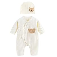 Baby Long Sleeved Jumpsuit & Skull Hat Romper Spring Autumn Breathable Bodysuit Infant Cartoon Bear Cotton Suit Baby Romper