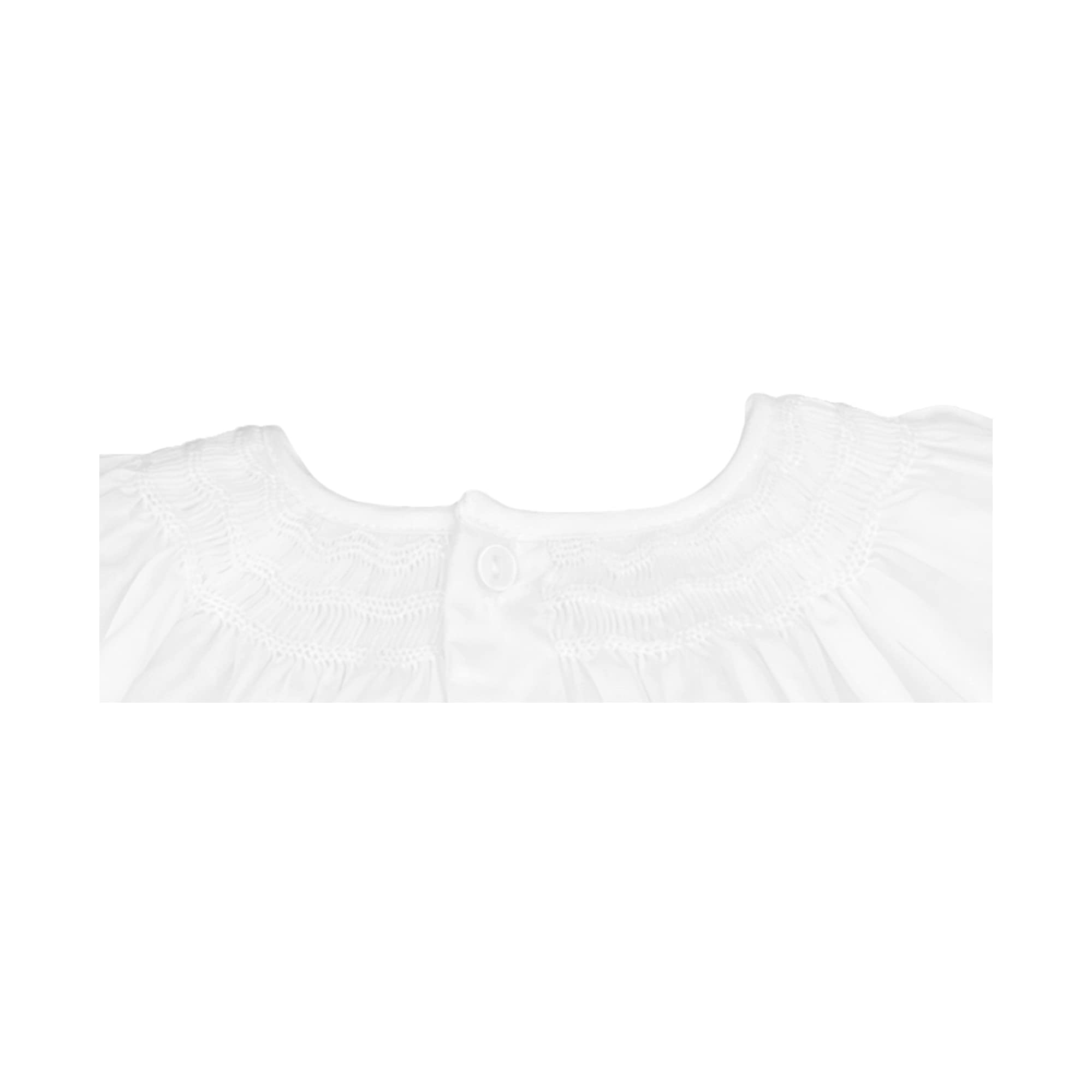 Petit Ami Baby Girls' Daygown with Wave Smocking, White