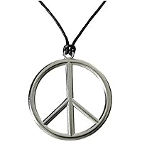 Peace Necklace in Black/Silver, 26.5 inch Plastic Retro Style Unisex Fashion Statement Piece