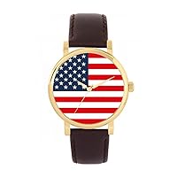USA Flag Watch 38mm Case 3atm Water Resistant Custom Designed Quartz Movement Luxury Fashionable