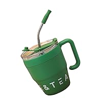 Coffee Cup With Handle And Straw Lid 480ML Travel Mug Water Cup Milk Mug Stainless Steel Material Suitable For Drinks Water Milk Office Cup