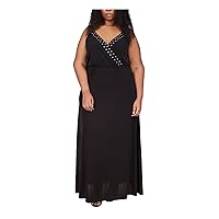Michael Michael Kors Women's Plus Size Grommet Wrap Maxi Dress (1X, Black)