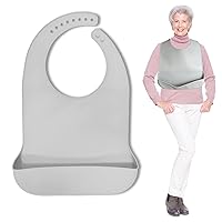 Silicone Adult Bibs for Elderly, Adult Bibs for Men Women Washable, Adult Silicone Bibs with Food Catcher