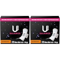Balance Ultra Thin Overnight Pads with Wings, 38 Count (Pack of 2)