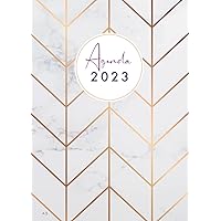 2023: Agenda 12 Mois Journalier 2023 Format A5, Janvier à Décembre, Motif Abstrait Marbre (French Edition)