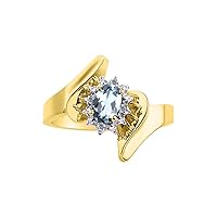Rylos 14K Yellow Gold Floral Designer Ring with 6X4MM Oval Gemstone & Sparkling Diamonds - Birthstone Jewelry for Women - Available in Sizes 5 to 10 Embrace Elegance!
