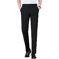 Men's 4 Way Stretch Dress Pant Skinny Flat Front Tapered Suit Pant Ultra Lightweight Business Comfort Trousers