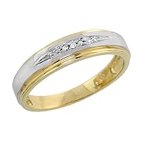 Genuine 10k Yellow Gold Diamond Trio Wedding Sets for Him and Her Eye Groove 3-piece 6mm & 5mm wide 0.11 cttw Brilliant Cut sizes 5-14