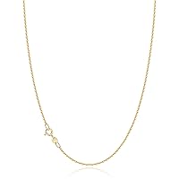 Jewlpire Solid 18k Gold Over 925 Sterling Silver Chain Necklace for Women Girls, 1.2mm Round Cable Chain Necklace Shiny & Sturdy Women's Chain Necklaces, 14/16/17/18/20/22/24 Inches