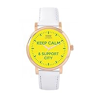 Football Keep Calm and Support City Fans Ladies Watch 38mm Case 3atm Water Resistant Custom Designed Quartz Movement Luxury Fashionable