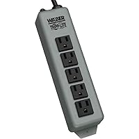 Tripp Lite 5 Outlet Waber Switchless Industrial Power Strip, 15ft Cord with 5-15P Plug (602-15) Blue gray