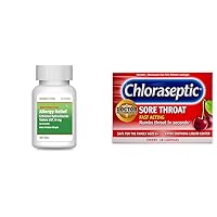 HealthCareAisle Allergy Relief Cetirizine Tablets 500 Count & Chloraseptic Cherry Sore Throat Lozenges 18 Count